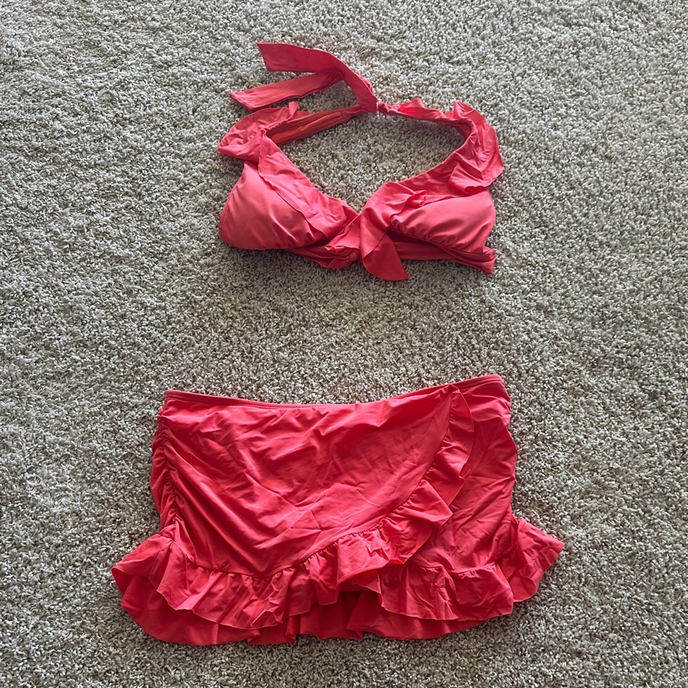 Red Ruffled Bikini Set